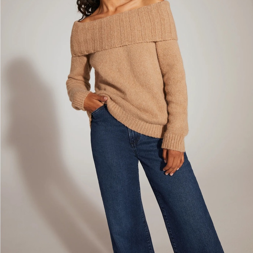 Favorite Daughter Tan Off-the-Shoulder Sweater